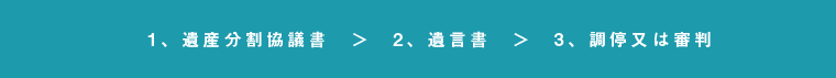 1、遺産分割協議書　＞　2、遺言書　＞　3、法定相続分